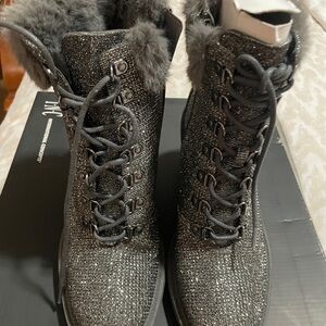 Jessica Simpson Black Glitter Heeled Boots